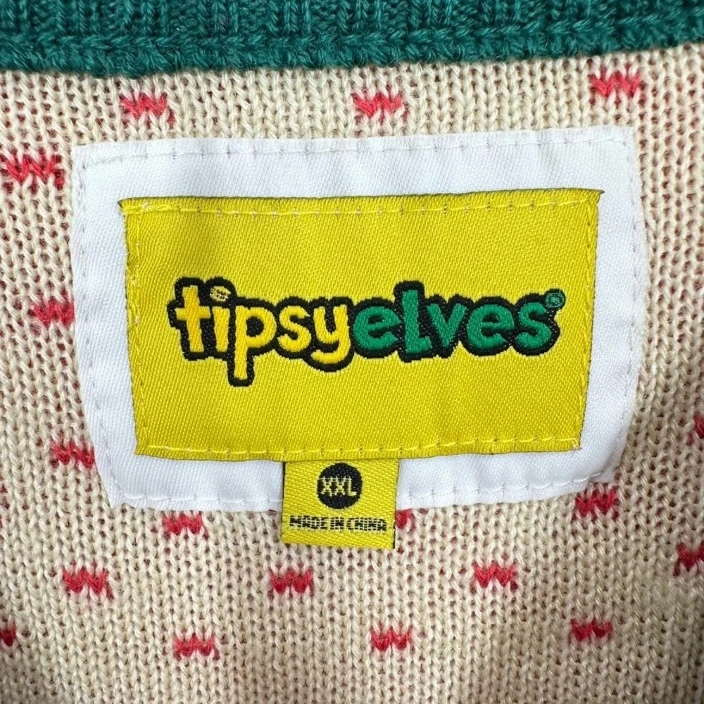 Tipsy Elves Christmas Tree Ugly Sweater Mens XXL Red Green Acrylic Holiday - Picture 6 of 9